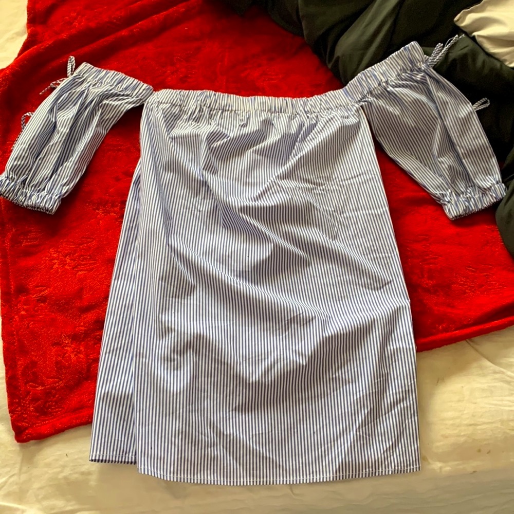 Hailey lyn dress open shoulder tie on short sleeve